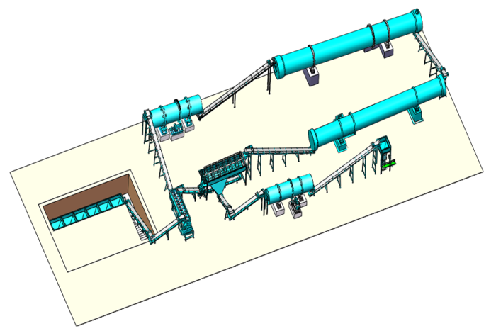 Línea De Producción De Fertilizantes Granuladores De Tambor Rotatorio